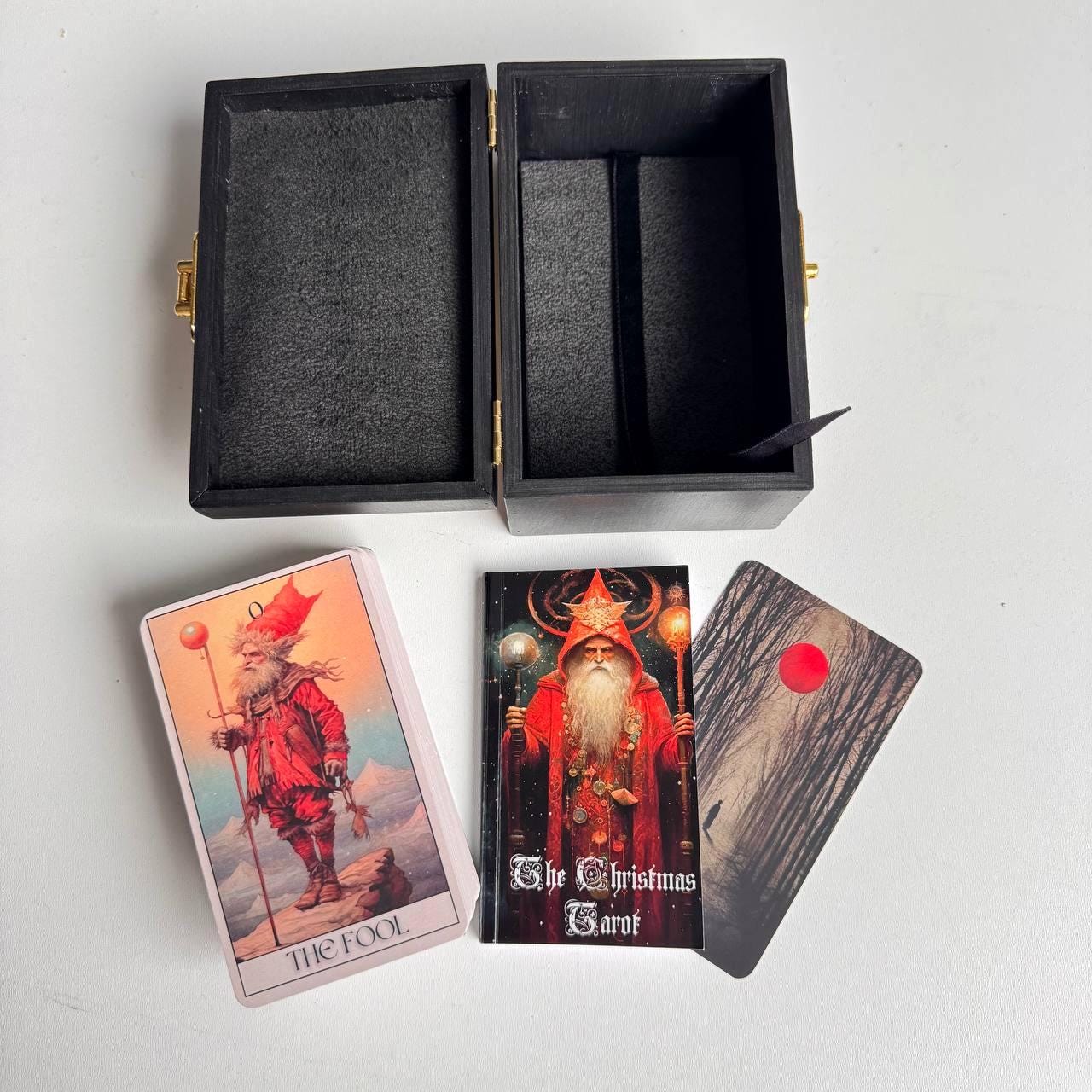 Gothic Christmas Tarot Deck with Wooden Box, 78 Card Set