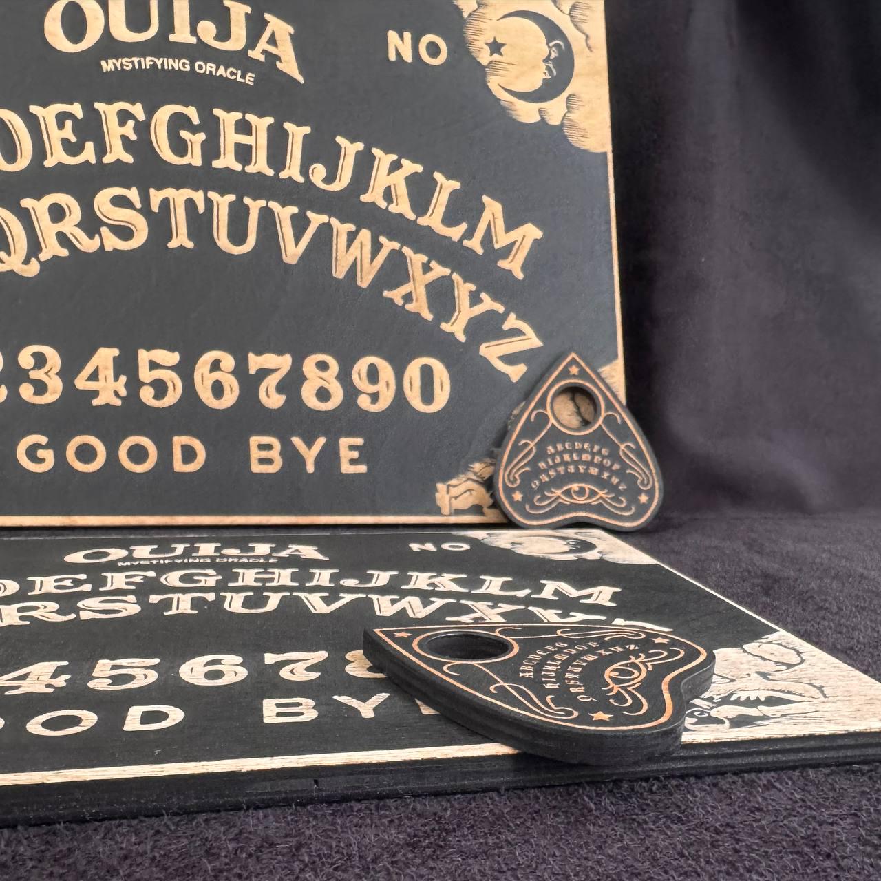 Black Wooden Ouija Board and Planchette Set: Esoteric Talking Spirit Board