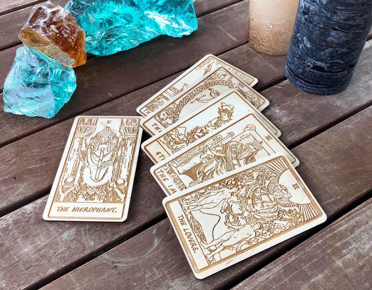 Wheel of Fortune Tarot Card Wooden Rider–Waite–Smith Major Arcana