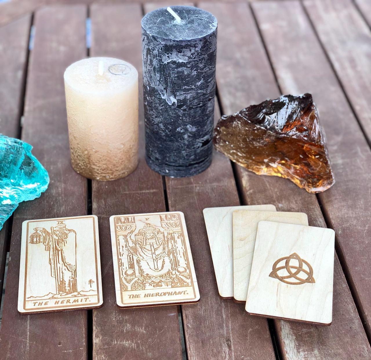 Wheel of Fortune Tarot Card Wooden Rider–Waite–Smith Major Arcana