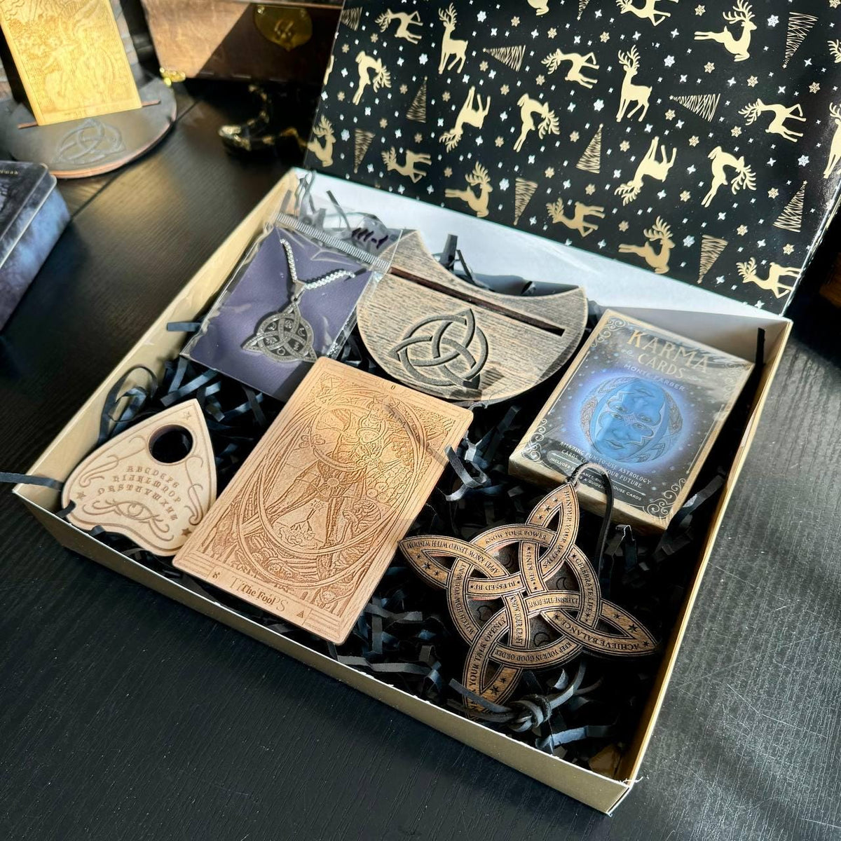 Witchcraft Mystery Box, Esoteric Surprise Gift Set with Tarot and Crystals