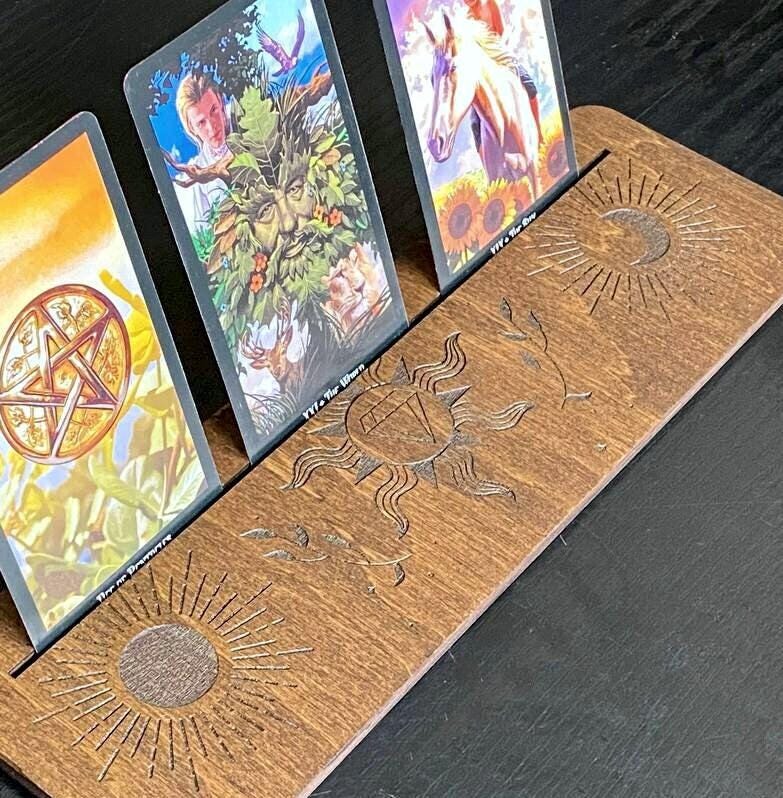 Engraved Rosewood Tarot Card Holder, Oracle Reading Stand