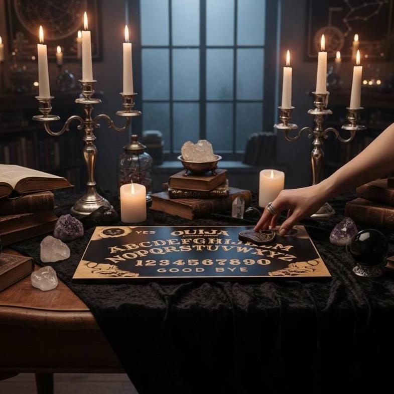 Black Wooden Ouija Board and Planchette Set: Esoteric Talking Spirit Board