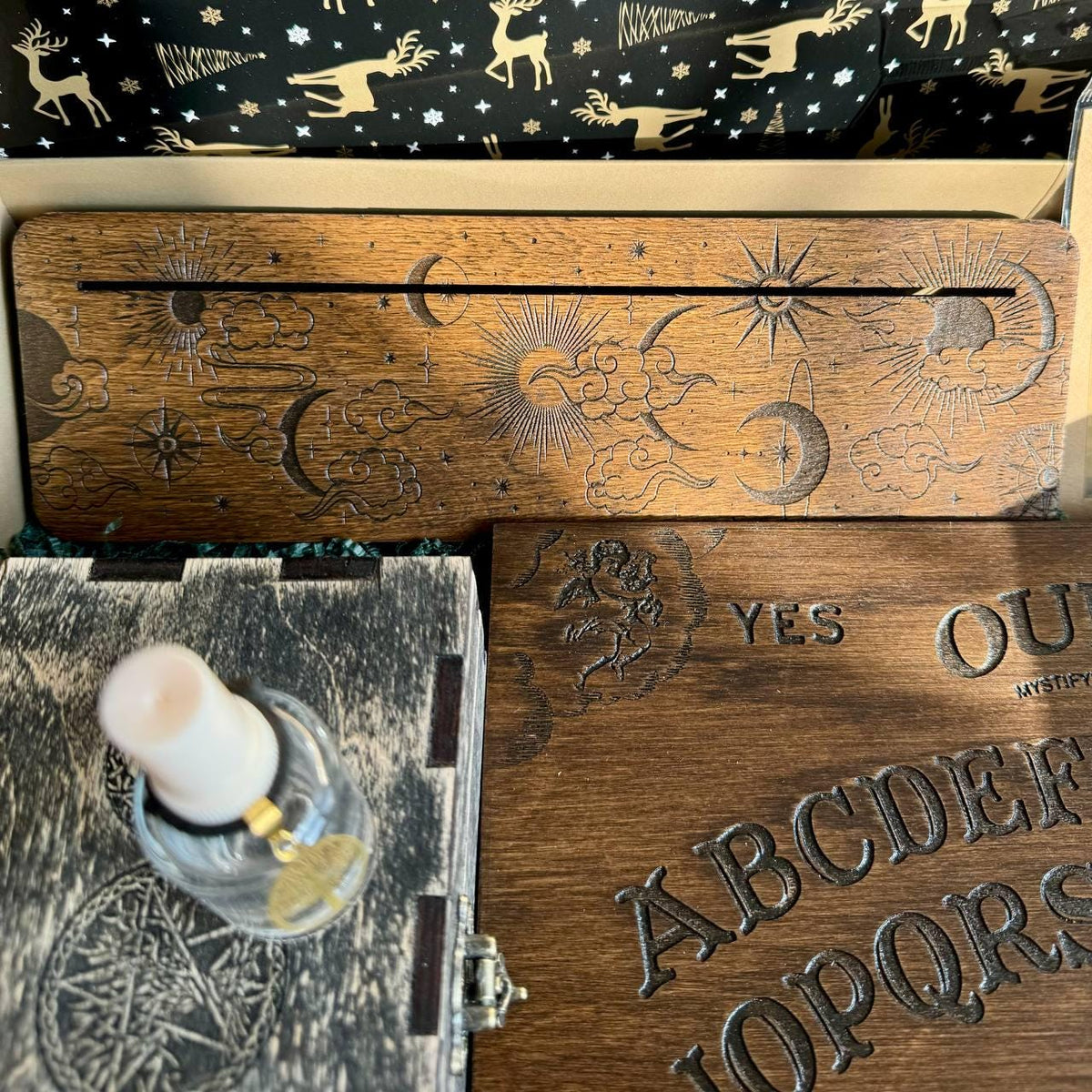 Witch Mystery Box with Wooden Ritual Tools, Pagan Altar Gift Set