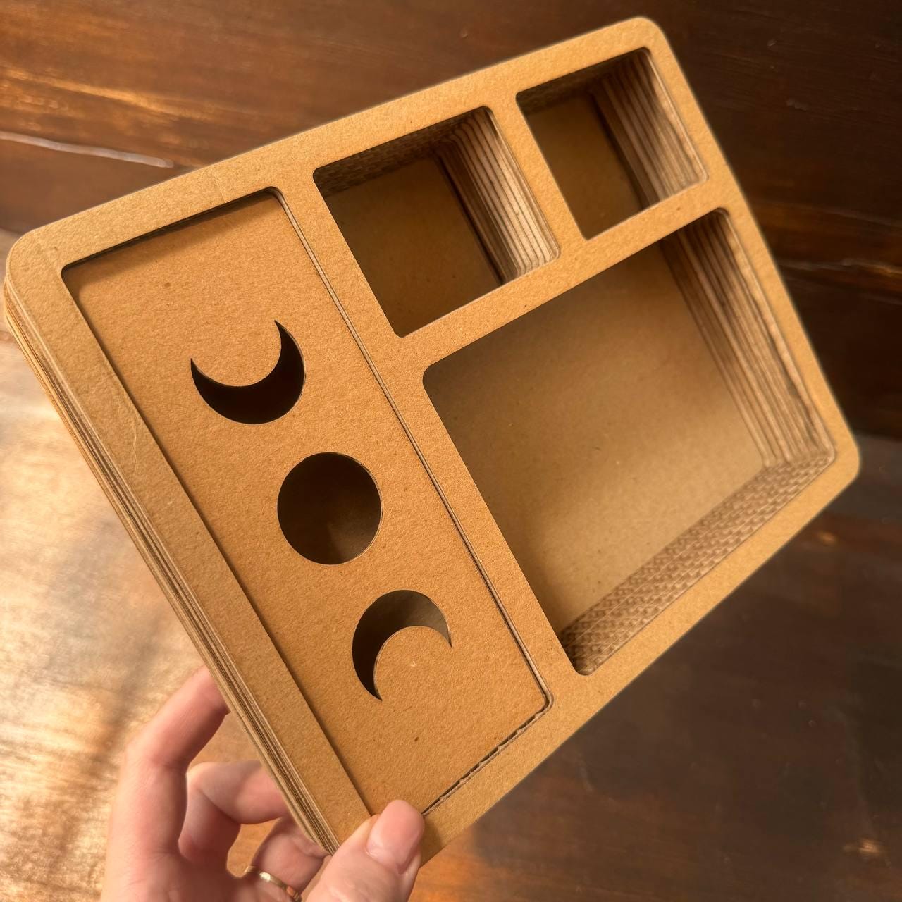 Moon Phase Tarot and Crystal Organizer, Divided Witchcraft Storage Box