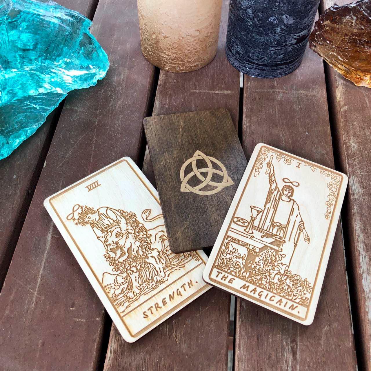 Wheel of Fortune Tarot Card Wooden Rider–Waite–Smith Major Arcana