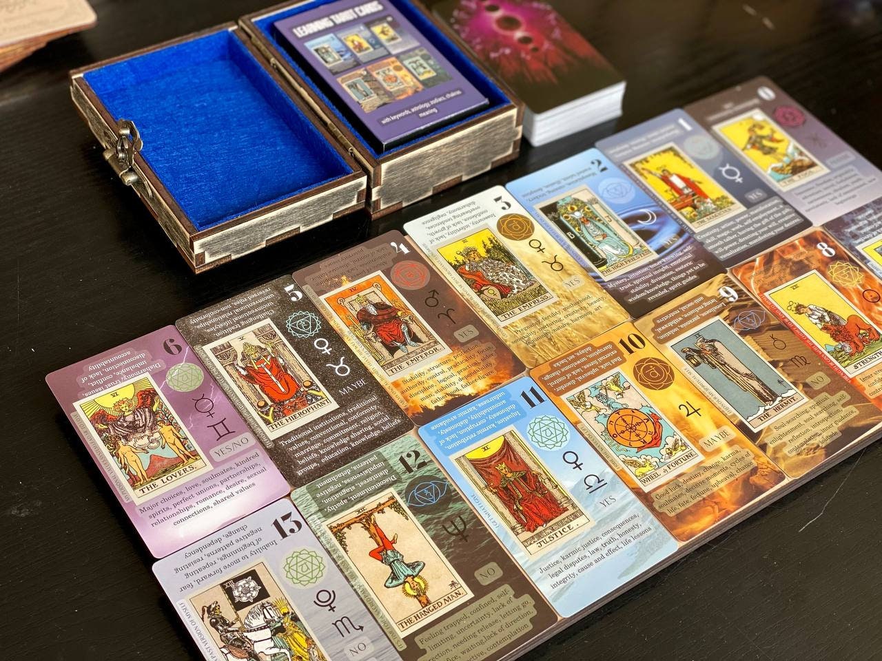 Personalized Rider Waite Tarot Deck, Old Oak Box