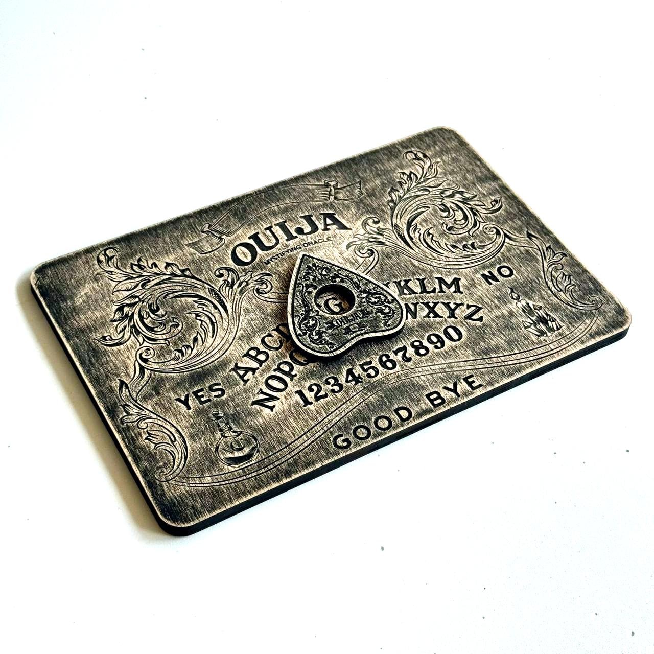 Floral Ouija Board with Planchette: Wooden Talking Spirit Board
