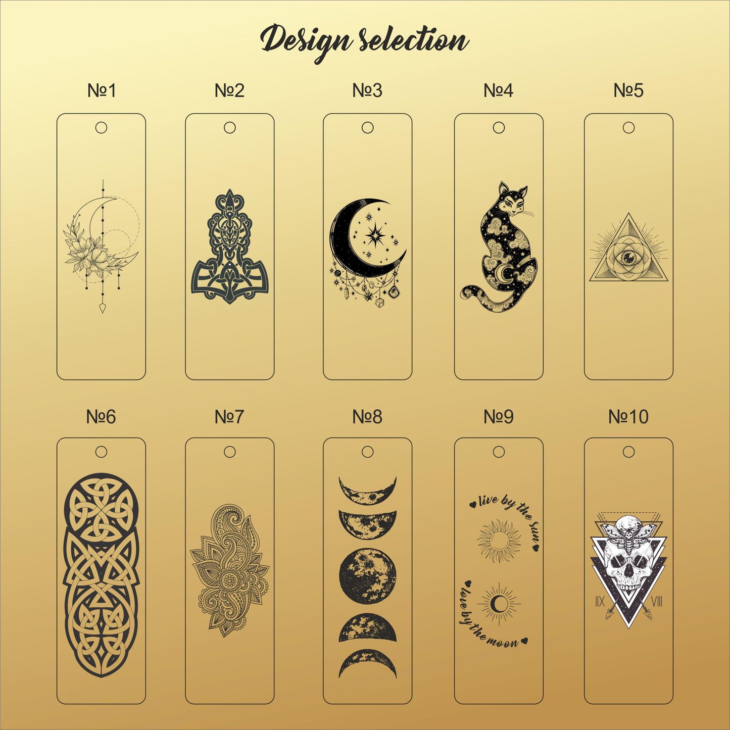 Celestial Wooden Bookmark, Moon Sun Engraved Spiritual Gift