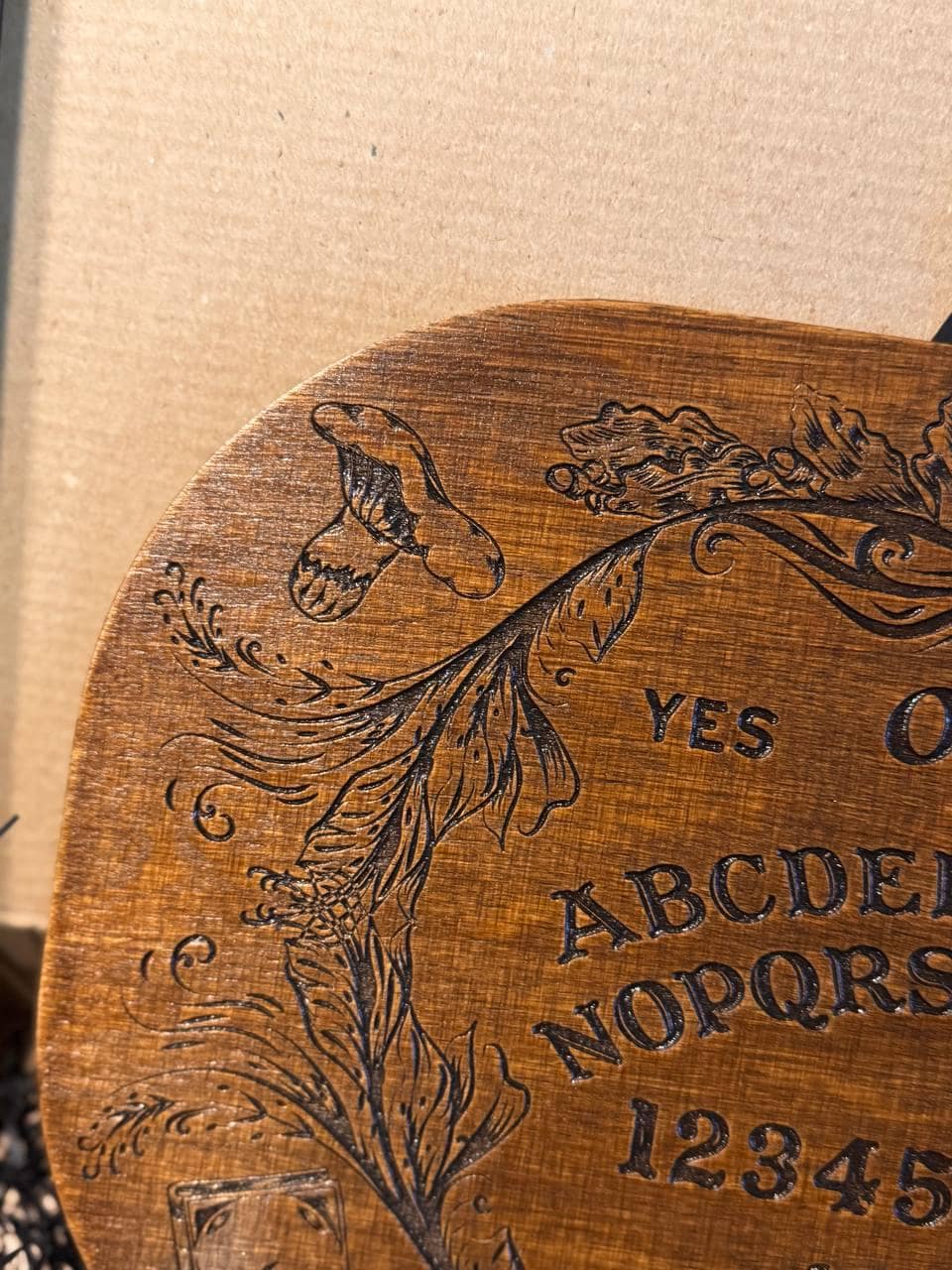 Wooden Ouija Board with Planchette, Gothic Spirit Game for Ritual Decor