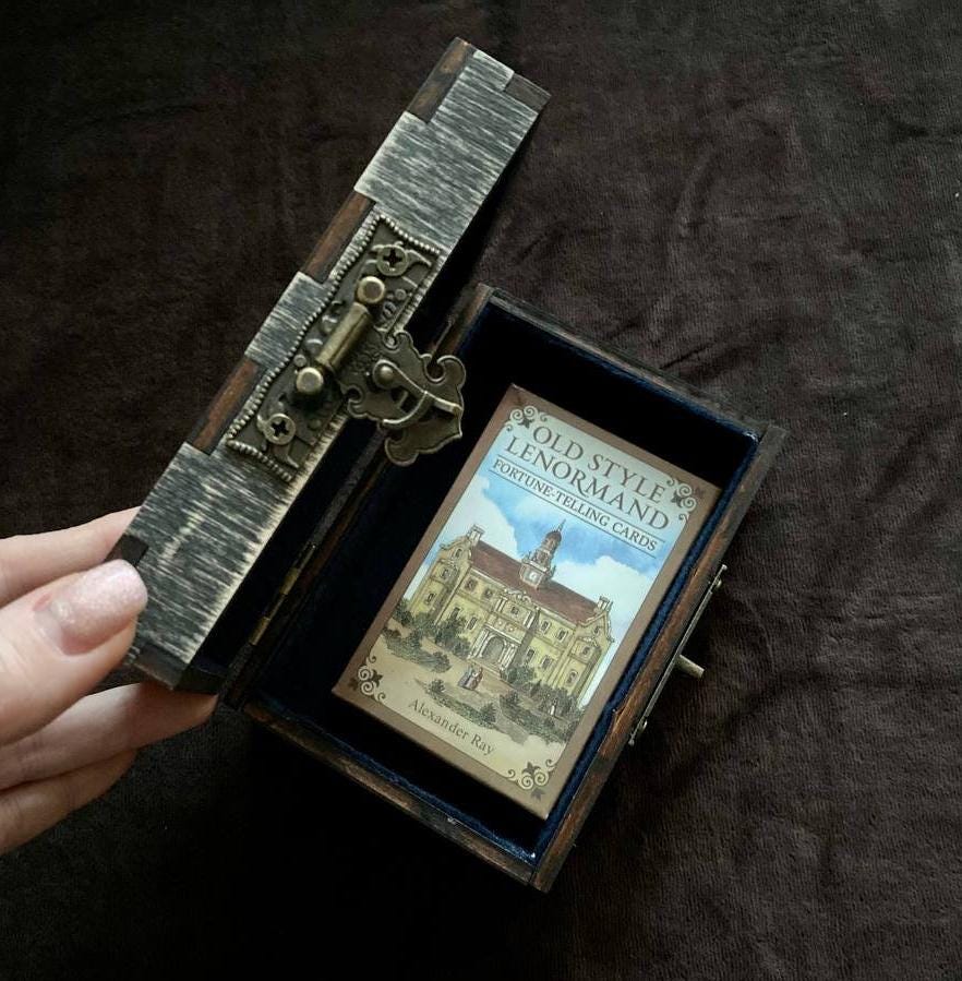 Old Style Lenormand Deck with Personalized Wooden Box