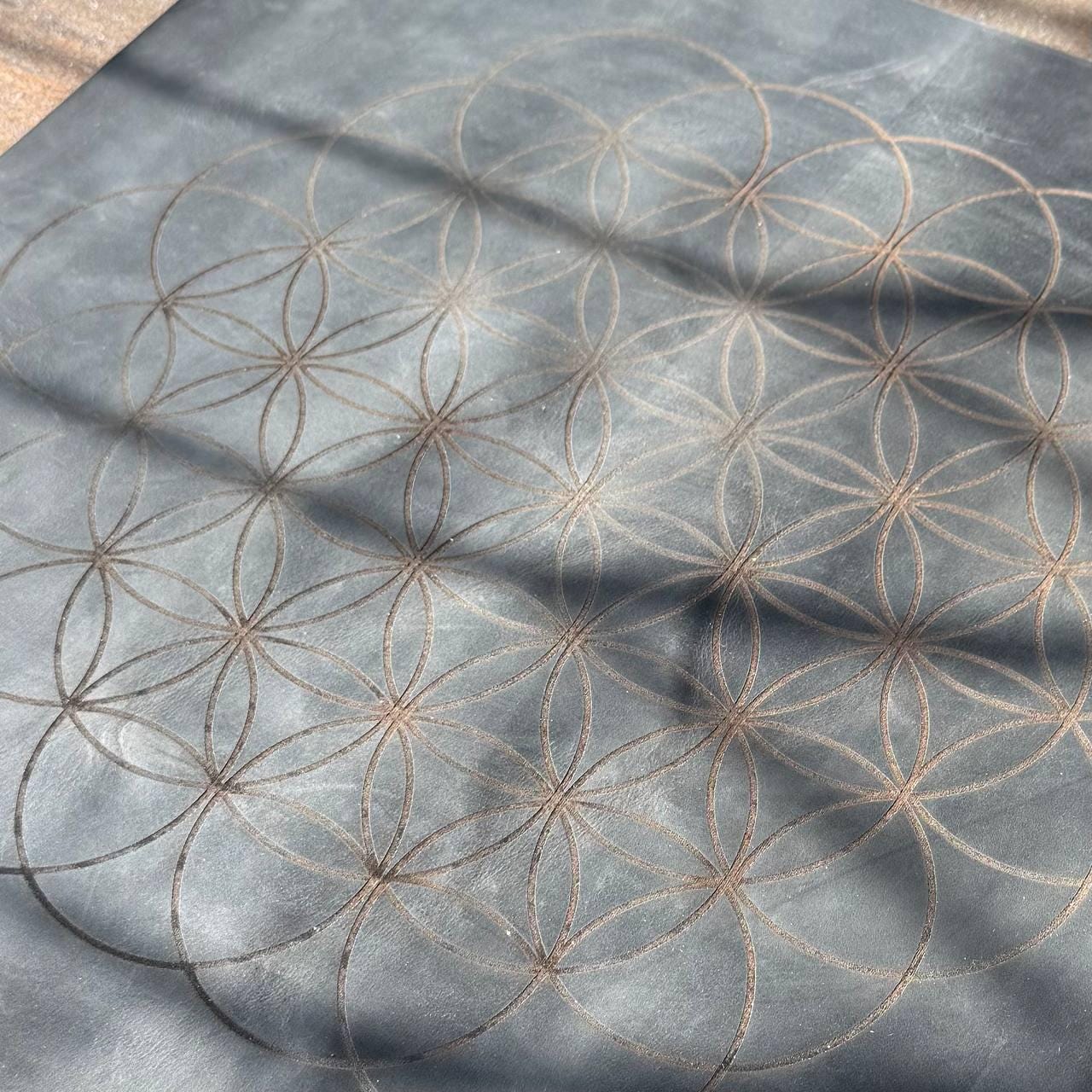 Flower of Life Leather Divination Mat for Tarot & Runes