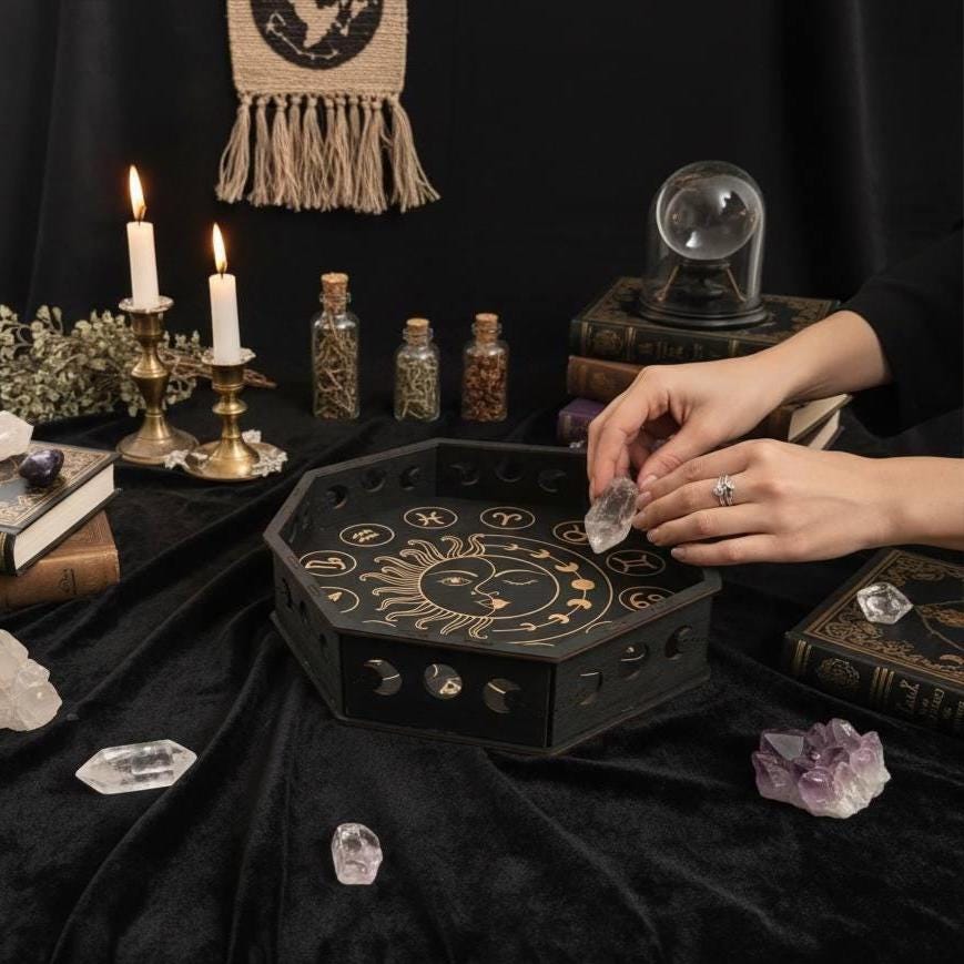 Zodiac Altar Tray, Sun Moon Astrology Witchcraft Decor