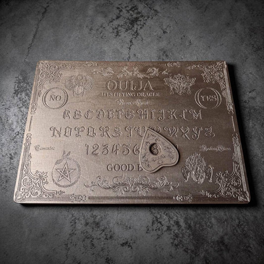 Black Ouija Board - Wooden Spirit Board with Engraved Planchette for Ritual Altar