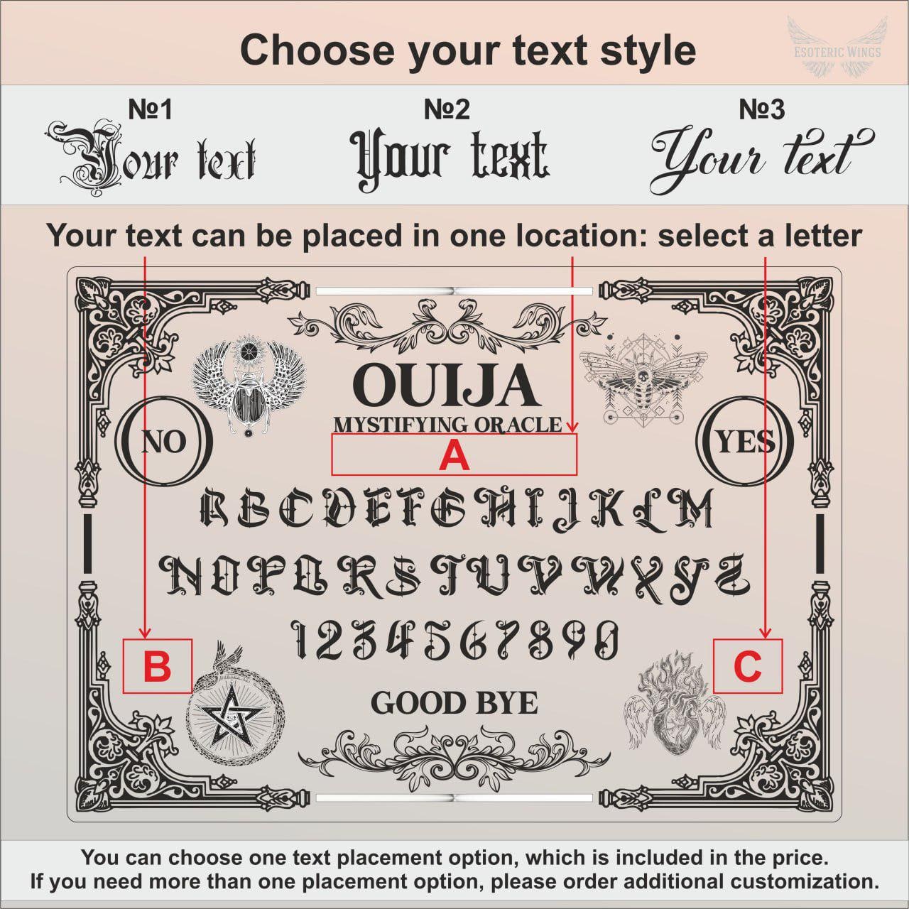 Gothic Ouija Board with Planchette: Victorian Fortune Telling Game