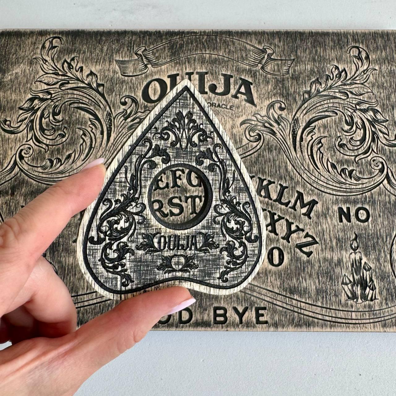 Floral Ouija Board with Planchette: Wooden Talking Spirit Board