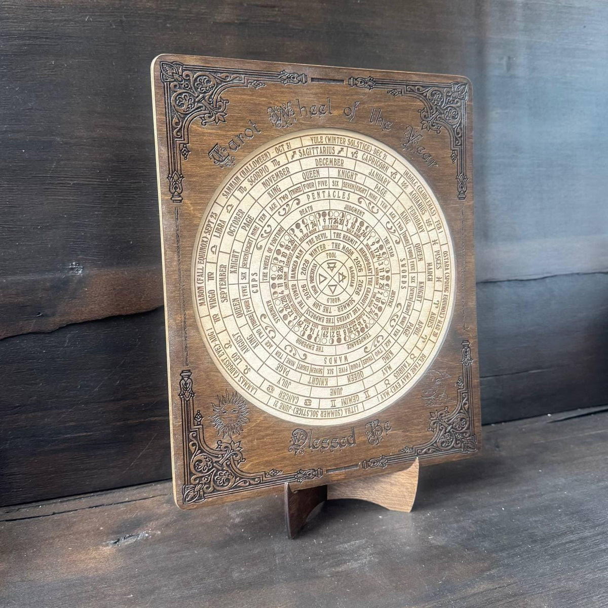 Tarot Wheel of the Year Calendar – Wiccan Zodiac Wall Art, Pagan Sabbat Wheel Gift