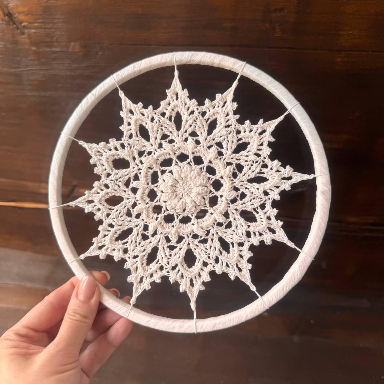 White Crochet Mandala Wall Hanging – Boho Nursery Decor