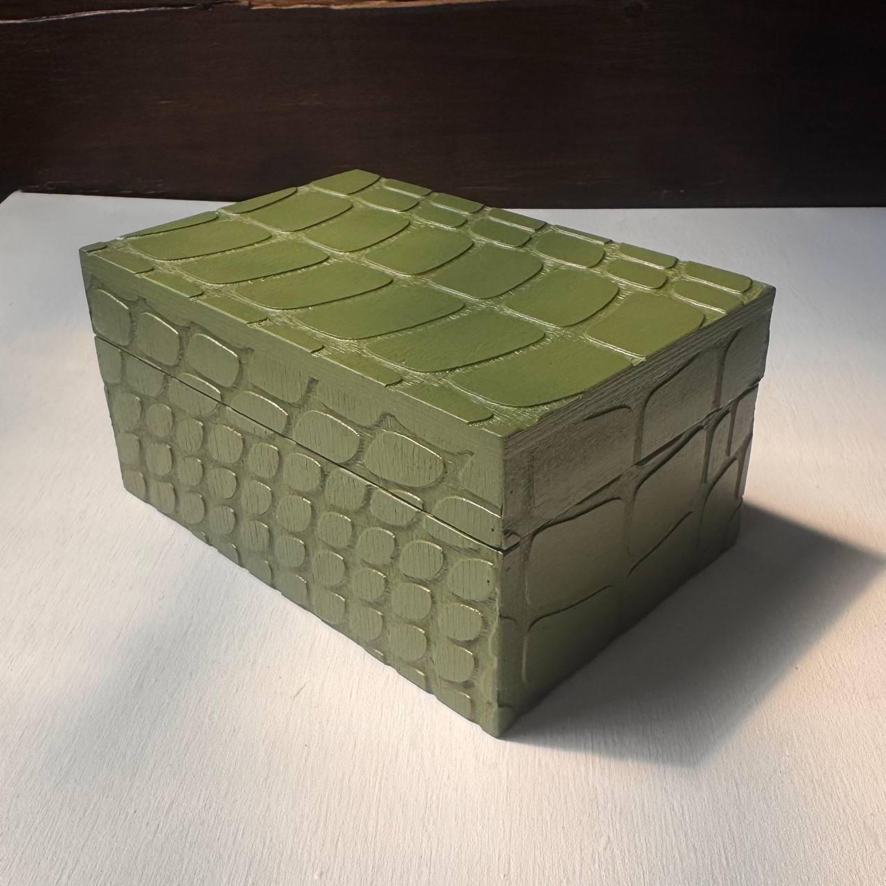 Reptile Texture Tarot Box – Wooden Card & Crystal Storage