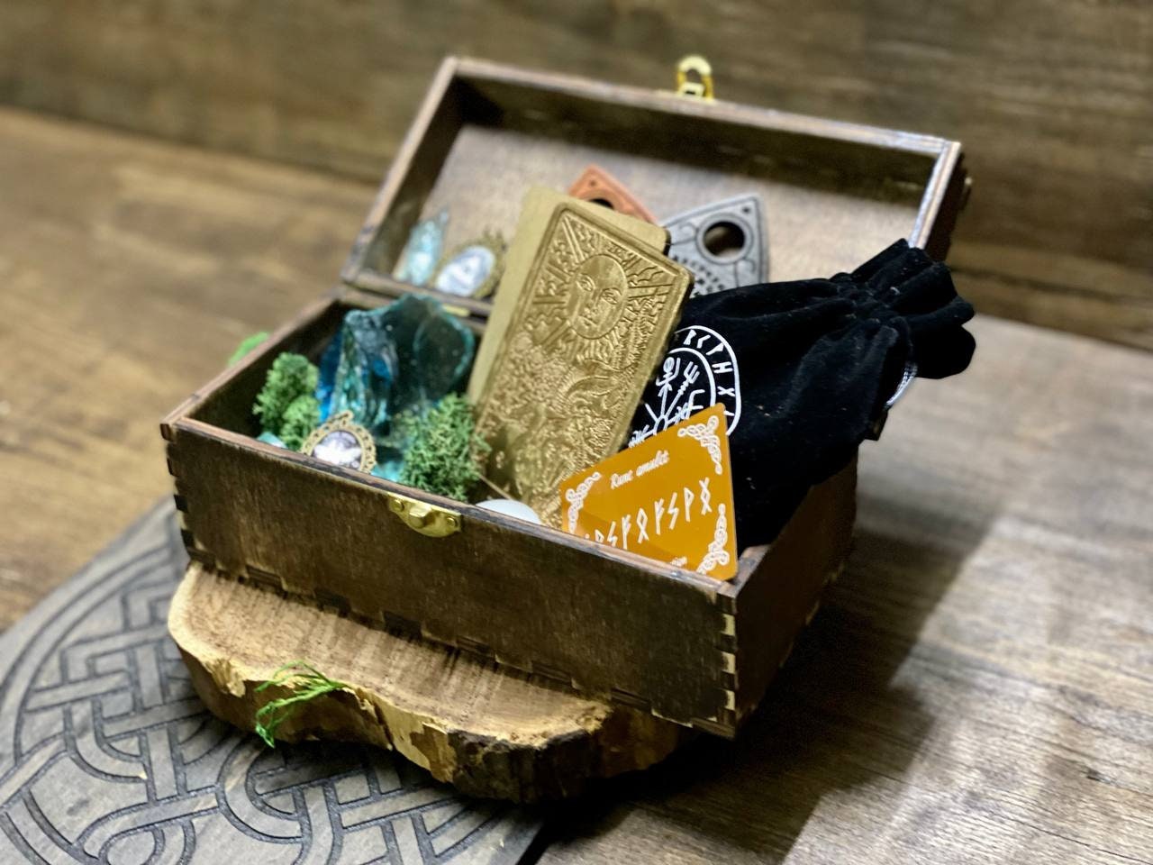 Personalized Witch Altar Box, Wooden Tarot Storage Chest, Pagan Ritual Organizer