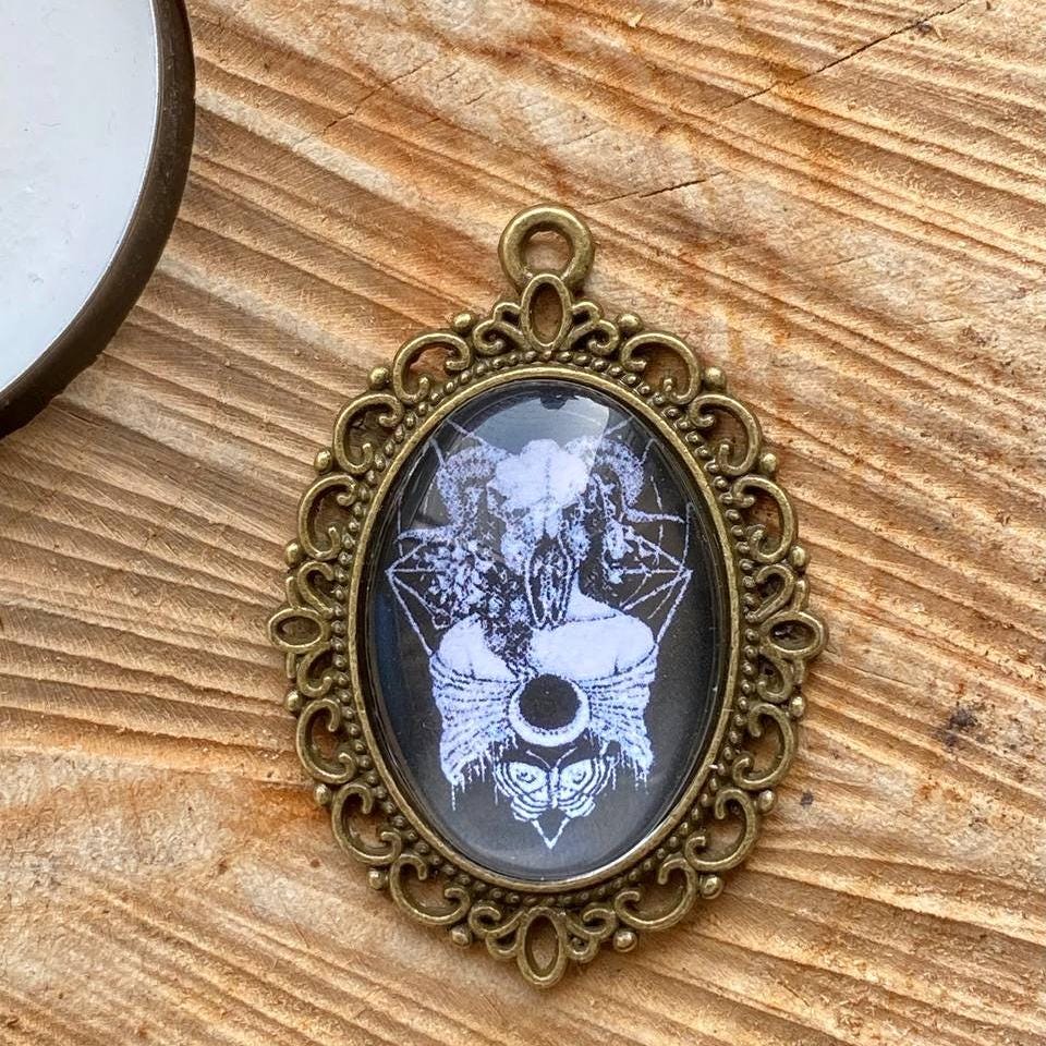 Gothic Cameo Necklace, Vintage Style Pendant, Witch Amulet Jewelry Gift