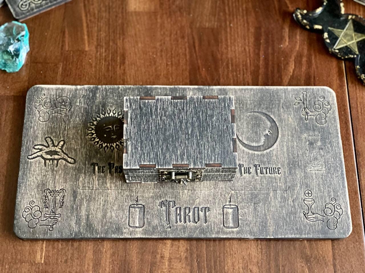 Personalized Rider Waite Tarot Deck, Old Oak Box