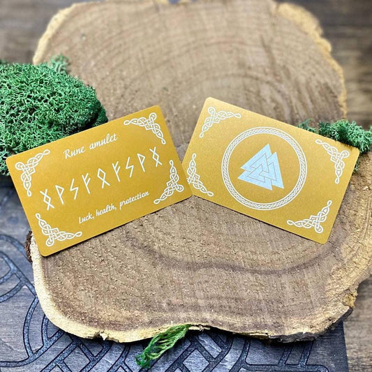 Luck, Health, Protection Amulet, Rune Amulet Cards for Luck Health Protection, Norse Symbol Talisman Set