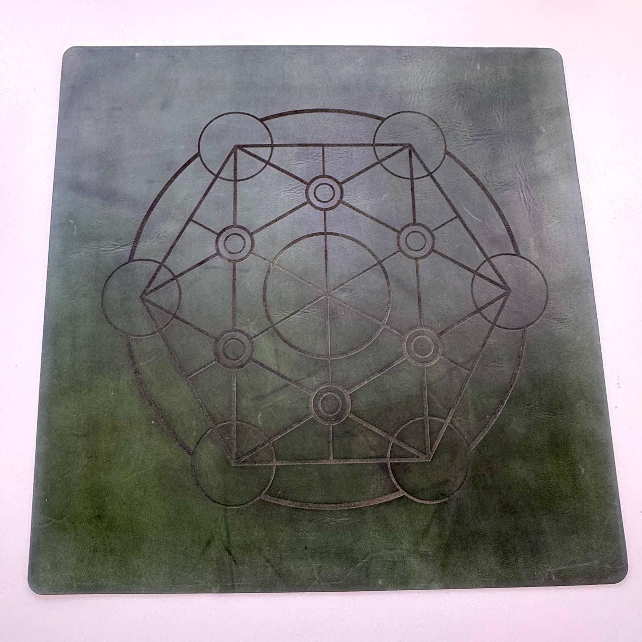 Metatron Circle Leather Dowsing Mat for Runes & Charms