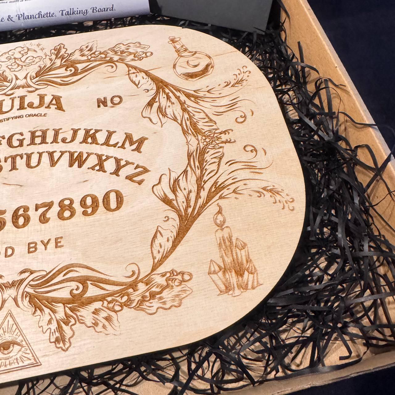 Wooden Ouija Board with Planchette Witch Altar Decor