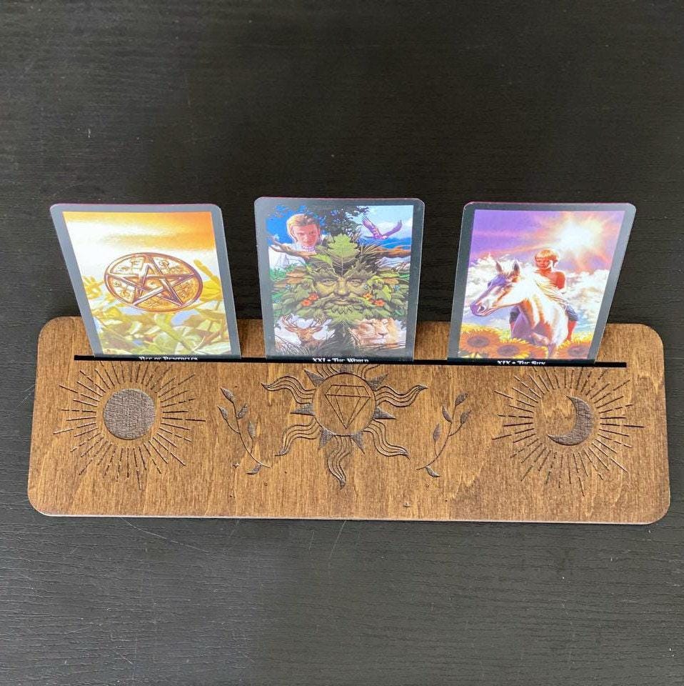 Engraved Rosewood Tarot Card Holder, Oracle Reading Stand
