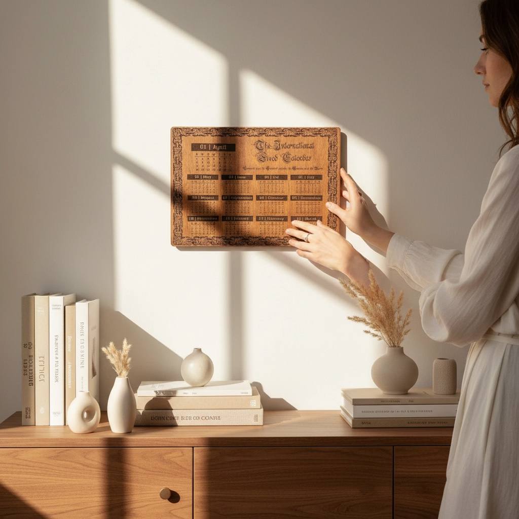 Spiritual planner wooden calendar minimalist design