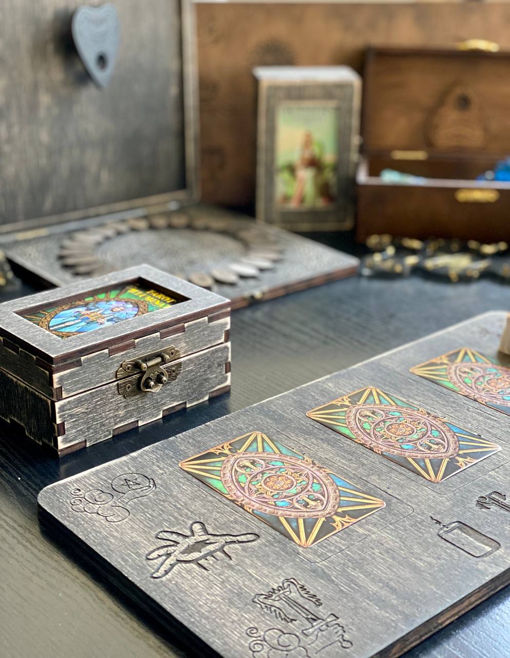 Tarot Illuminati Deck with Wooden Box & Spread Board