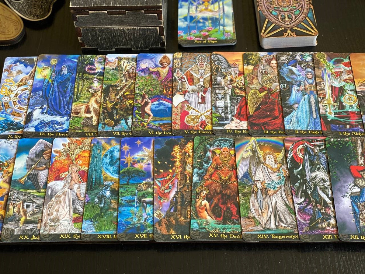 Tarot Illuminati Deck with Wooden Box & Spread Board
