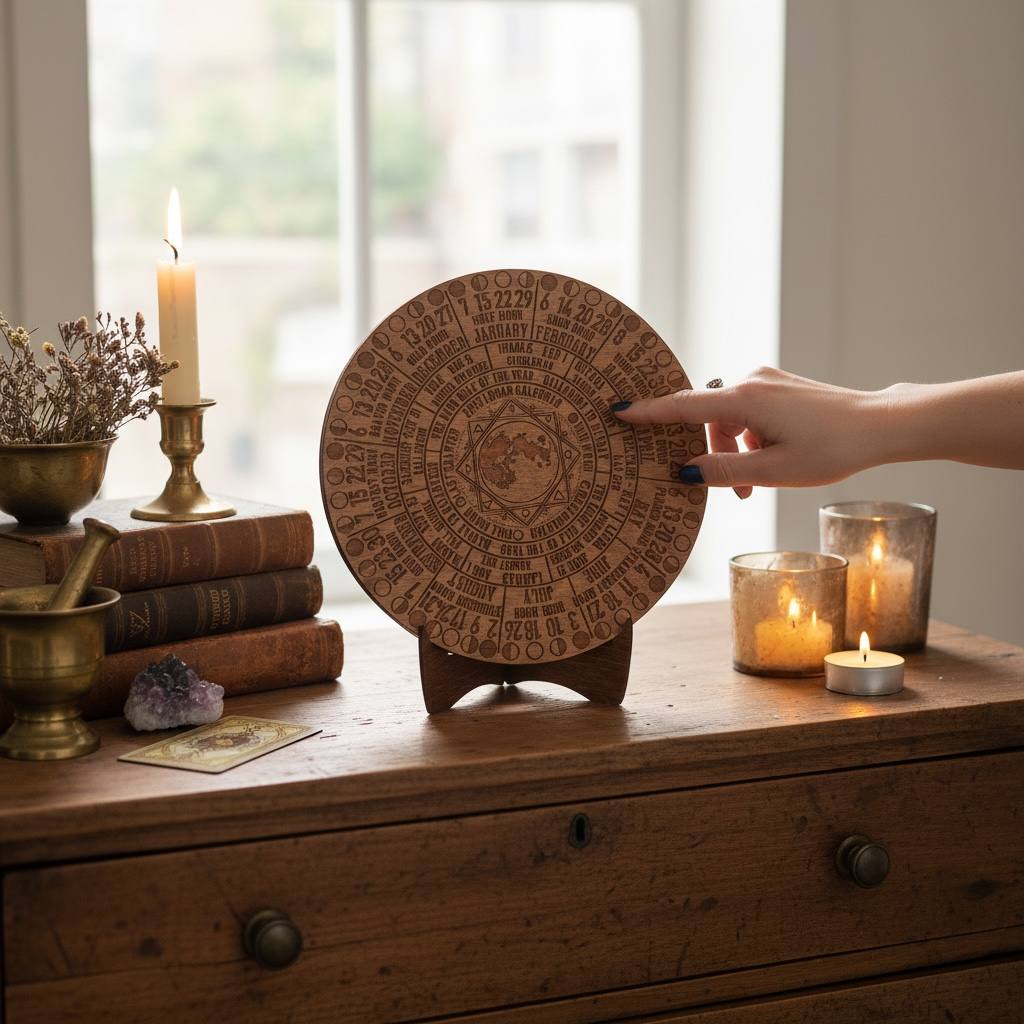 2027 Moon Phase Calendar | Wooden Lunar Planner with Stand