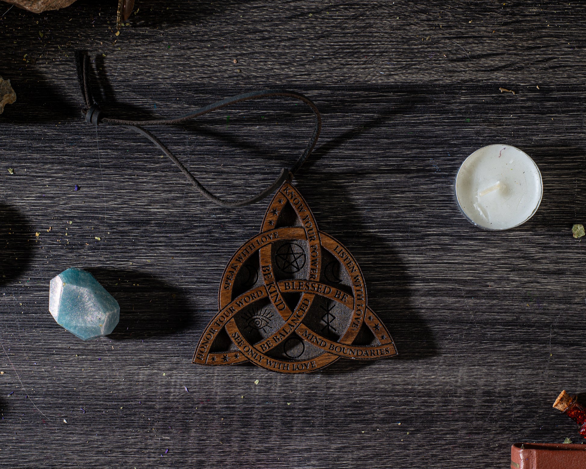 Celtic symbol wooden amulet for altar decor