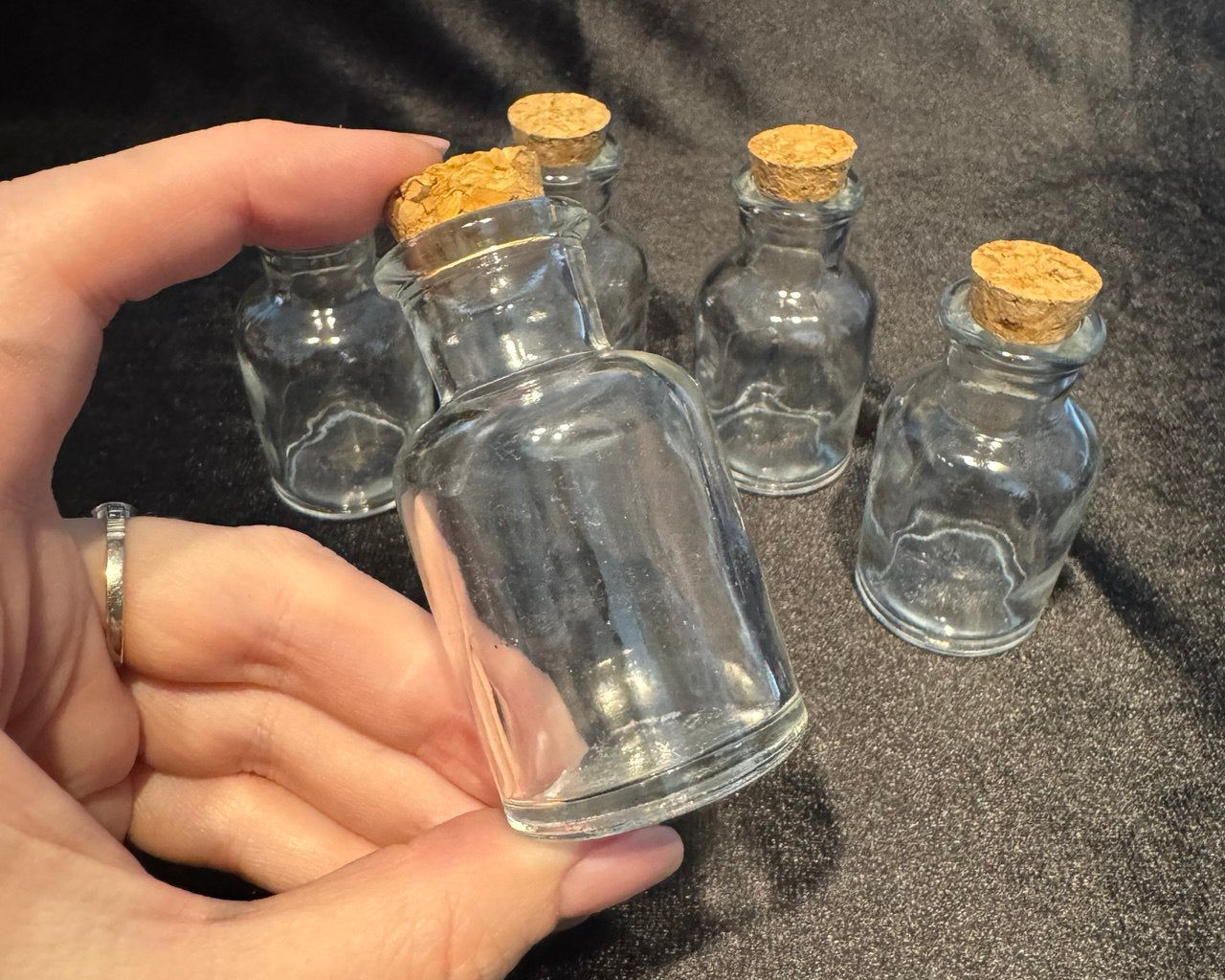 Mini glass spell bottles with cork for witchcraft rituals