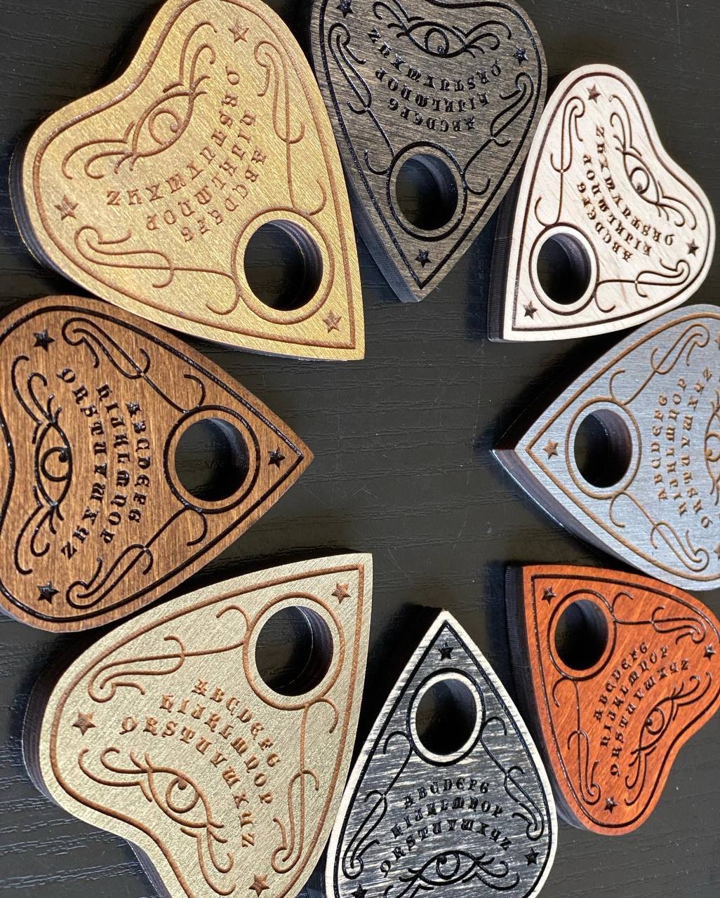 Smooth gliding ouija planchette with rounded edges for easy movement